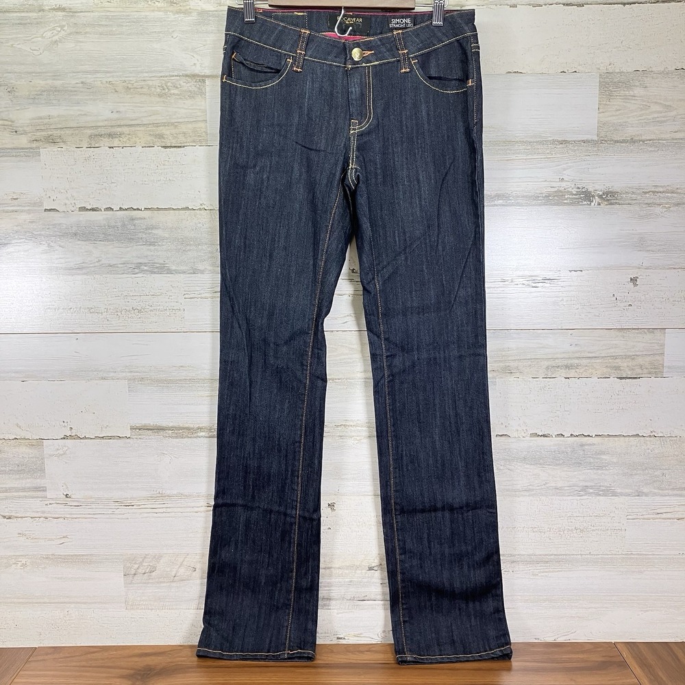 Rocawear Womens Blue Simone Straight Leg Dark Wash Jeans Size 7 Long